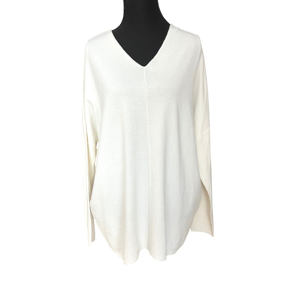 Transit Par Such Ivory Long Sleeve Sweater Knit‎ Top Made in Italy Size 2 S/M